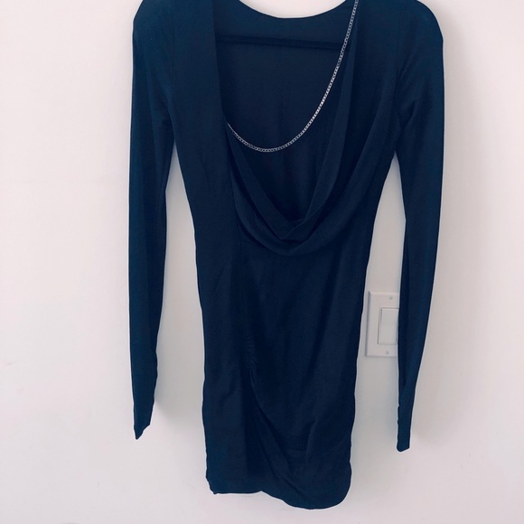 BCBG Bodycon Mesh Mini Black Dress - Picture 3 of 9